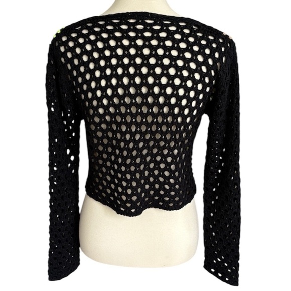 VTG Debut Crochet Granny Square Multicolor Knit Cardigan Boho Sweater Womens XS - Picture 4 of 9